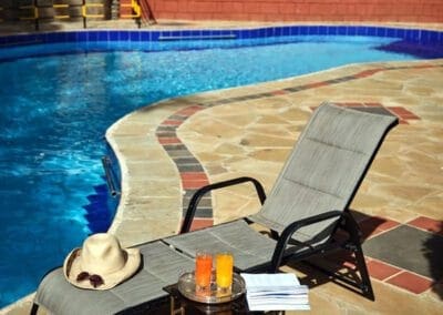 Relaxing by the pool